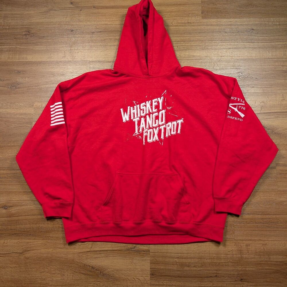 Grunt Style Hoodie Mens XXXL Red Whiskey Tango Foxtrot WTF Pullover Graphic